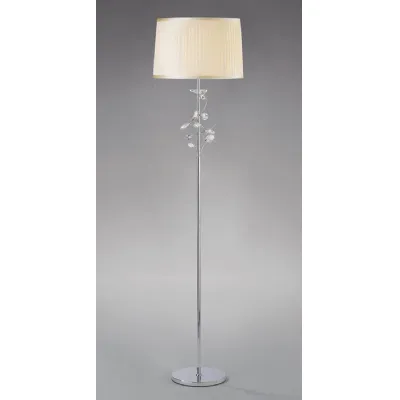 Willow Floor Lamp With Cream Shade 1 Light E27 Polished Chrome Crystal