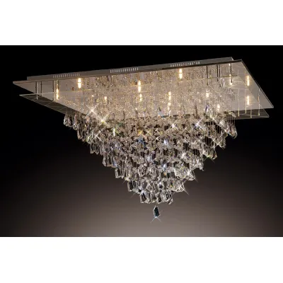 Amaris Square Ceiling 14 Light G9 Polished Chrome Crystal (Pallet Shipment Only, Additional Charges May Apply.) Item Weight: 17kg
