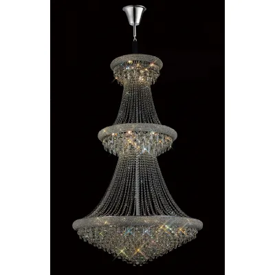 Alexandra Pendant 3 Tier 37 Light E14 Polished Chrome Crystal (Pallet Shipment Only), (ITEM REQUIRES CONSTRUCTION CONNECTION) Item Weight: 83.6kg