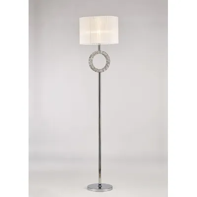 Florence Round Floor Lamp With White Shade 1 Light E27 Polished Chrome Crystal Item Weight: 18.29kg
