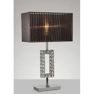 Florence Rectangle Table Lamp With Black Shade 1 Light E27 Polished Chrome Crystal