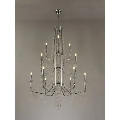 Armand Pendant 6+3+3 Light E14 Polished Chrome Crystal, (ITEM REQUIRES CONSTRUCTION CONNECTION) Item Weight: 16.5kg