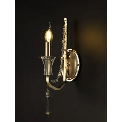 Armand Wall Lamp 1 Light E14 French Gold Crystal