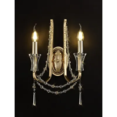 Armand Wall Lamp 2 Light E14 French Gold Crystal