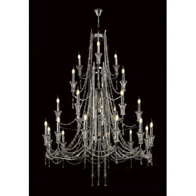 Armand Pendant 12+6+3+3 Light E14 Polished Chrome Crystal, (ITEM REQUIRES CONSTRUCTION CONNECTION) Item Weight: 32.5kg
