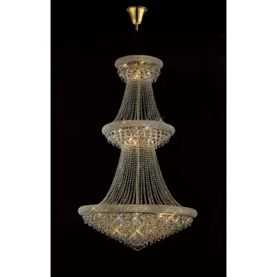 Alexandra Pendant 3 Tier 29 Light E14 Gold Crystal (Pallet Shipment Only), (ITEM REQUIRES CONSTRUCTION CONNECTION) Item Weight: 64.8kg