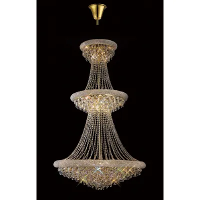 Alexandra Pendant 3 Tier 37 Light E14 Gold Crystal (Pallet Shipment Only), (ITEM REQUIRES CONSTRUCTION CONNECTION) Item Weight: 83.6kg
