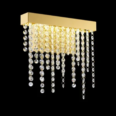 Bano Small Dimmable Wall Light 6W LED, 4000K, 660lm, French Gold Crystal Chain, 3yrs Warranty