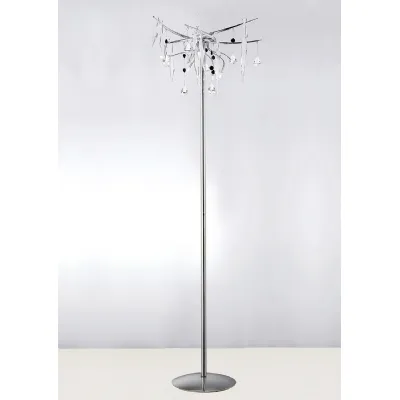 Cygnet Floor Lamp 6 Light G4 Polished Chrome White Glass Crystal, NOT LED CFL Compatible Item Weight: 15kg