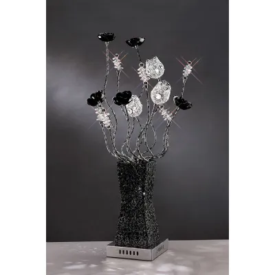 (DH) Jasmine Table Lamp 4 Light G4 Aluminium Black Crystal, NOT LED CFL Compatible
