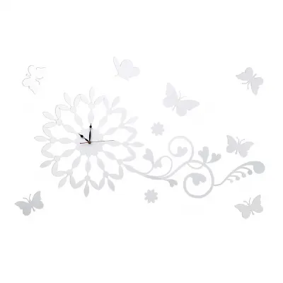 (DH) Infinity Butterfly Wall Art Clock White Crystal