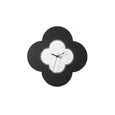 (DH) Infinity Flower Clock Black White