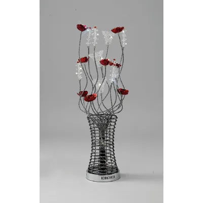 (DH) Rouge Table Lamp 5 Light G4 Black Red Chrome Crystal, NOT LED CFL Compatible