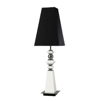 (DH) Galata Table Lamp 1 Light E27 With Black Shade White Crystal