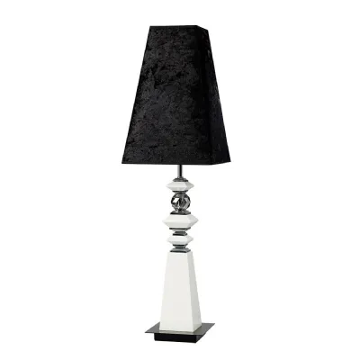 (DH) Galata Table Lamp 1 Light E27 With Black Suede Shade White Crystal, NOT LED CFL Compatible