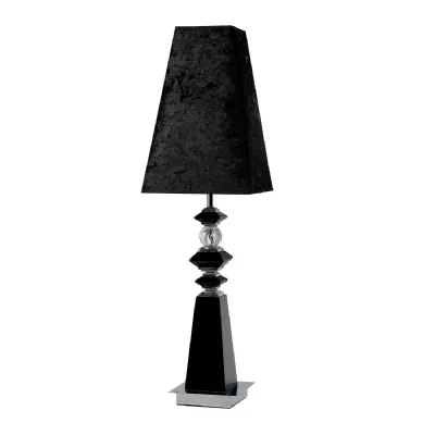 (DH) Galata Table Lamp 1 Light E27 With Black Suede Shade Black Crystal, NOT LED CFL Compatible
