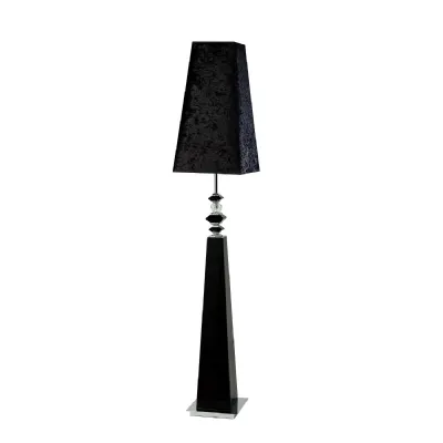 (DH) Galata Floor Lamp 1 Light E27 With Black Suede Shade Black Crystal, NOT LED CFL Compatible