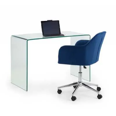 Kahlo Velvet Swivel Office Chair Blue Chrome