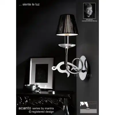 Acanto Wall Lamp Switched 1 Light E14, Polished Chrome With Black Shade