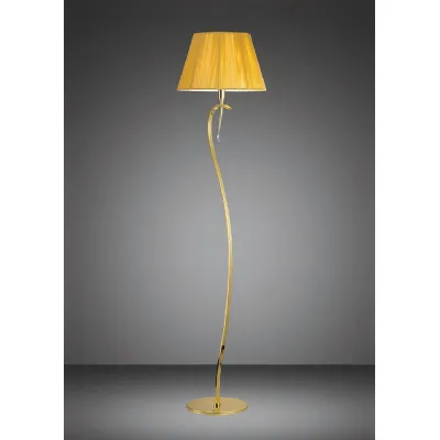 Siena Floor Lamp 1 Light E27, Polished Brass With Amber Cream Shade And Clear Crystal