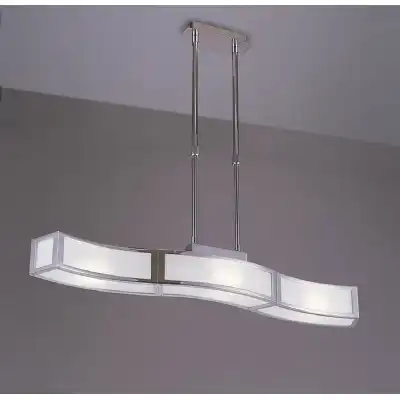 Duna E27 Linear Pendant 3 Light L1 Bar, Polished Chrome, White Acrylic, CFL Lamps INCLUDED
