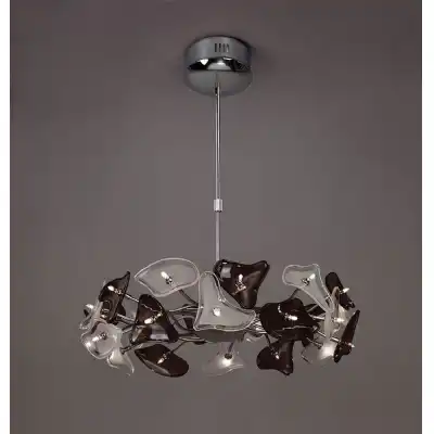 Otto Pendant 24 Light G4 Ring, Polished Chrome Frosted Glass Black Glass, NOT LED CFL Compatible