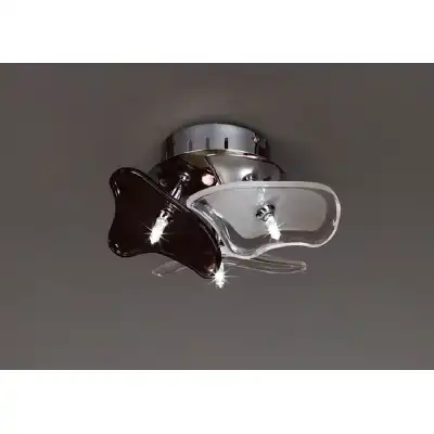 Otto Ceiling Wall 3 Light G4 Round, Polished Chrome Frosted Glass Black Glass, NOT LED CFL Compatible
