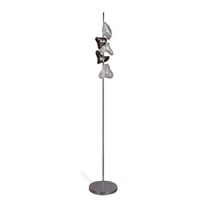 Otto Floor Lamp 5 Light G4, Polished Chrome Frosted Glass Black Glass, NOT LED CFL Compatible