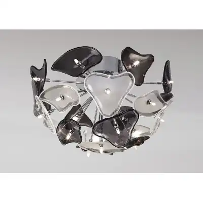 Otto Ceiling 21 Light G4, Polished Chrome Frosted Glass Black Glass, NOT LED CFL Compatible
