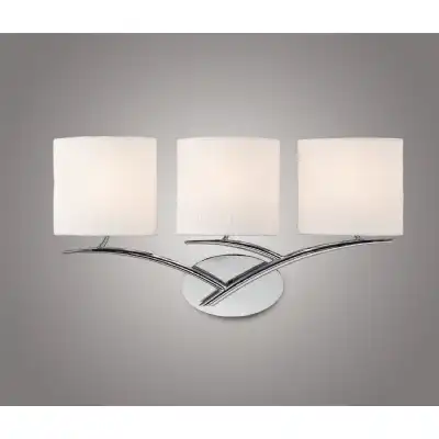 Eve Wall Lamp 3 Light E27, Polished Chrome With White Oval Shades