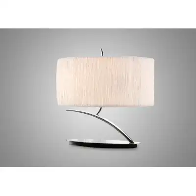 Eve Table Lamp 2 Light E27 Small, Polished Chrome With White Oval Shade