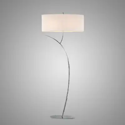 Eve Floor Lamp 2 Light E27, Polished Chrome With White Oval Shade