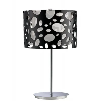 Lupin Table Lamp 1 Light E27, Gloss Black White Acrylic Polished Chrome, CFL Lamps INCLUDED