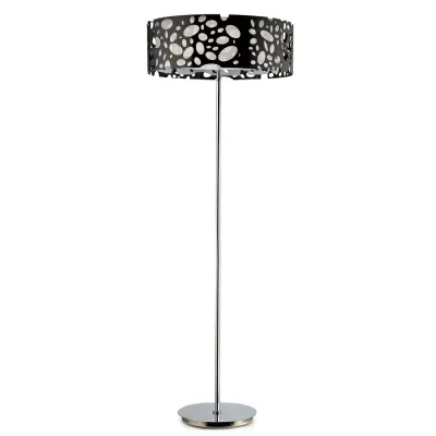 Lupin Floor Lamp 4 Light E27, Gloss Black White Acrylic Polished Chrome, CFL Lamps INCLUDED