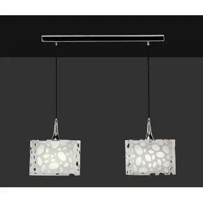 Lupin Linear Pendant 2 Light E27 Line, Gloss White White Acrylic Polished Chrome, CFL Lamps INCLUDED