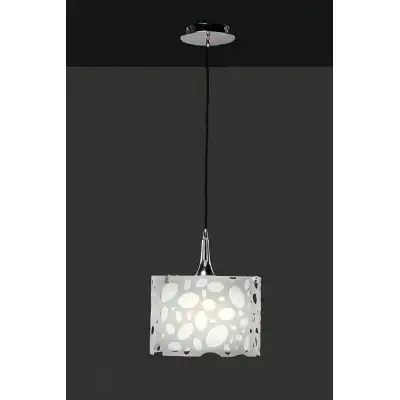 Lupin Pendant 1 Light E27, Gloss White White Acrylic Polished Chrome, CFL Lamps INCLUDED
