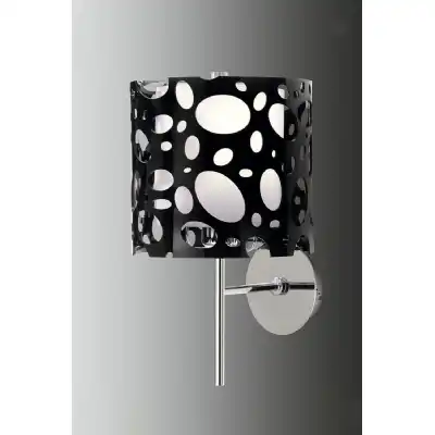 Lupin Wall Lamp 1 Light E27, Gloss Black White Acrylic Polished Chrome, CFL Lamps INCLUDED