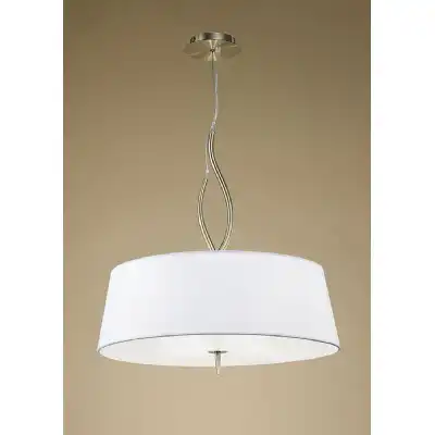 Ninette Pendant 4 Light E27, Antique Brass With Ivory White Shades