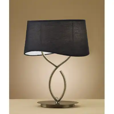 Ninette Table Lamp 2 Light E14 Large, Antique Brass With Black Shade