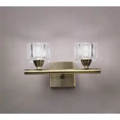 Cuadrax Wall Switched 2 Light G9, Antique Brass