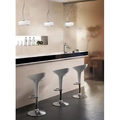 Mediterraneo Pendant 2 Light GU10 Small, Polished Chrome Frosted White Glass, CFL Lamps INCLUDED