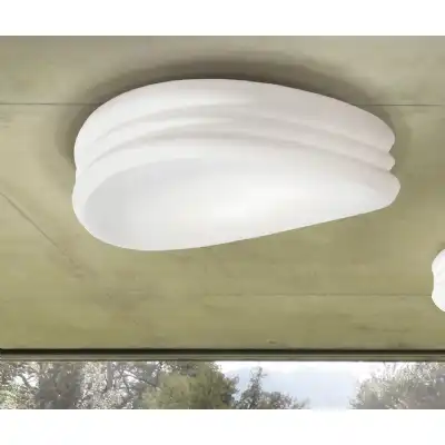 Mediterraneo Flush Ceiling Wall 3 Light E27 Large, Frosted White Glass
