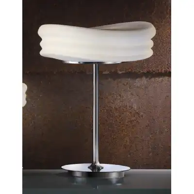 Mediterraneo Table Lamp 2 Light E27 Medium, Polished Chrome Frosted White Glass
