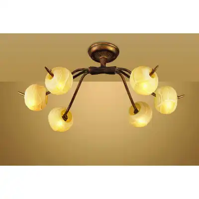 (0038 002) Wave Ceiling 6 Light G9, Rustic Gold