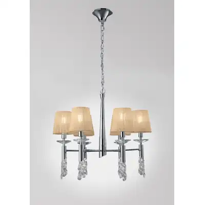 Tiffany Pendant 6+6 Light E14+G9, Polished Chrome With Soft Bronze Shades And Clear Crystal
