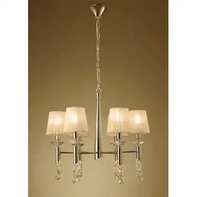 Tiffany Pendant 6+6 Light E14+G9, French Gold With Soft Bronze Shades And Clear Crystal