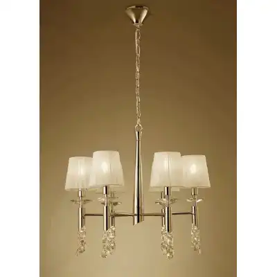 Tiffany Pendant 6+6 Light E14+G9, French Gold With Cream Shades And Clear Crystal