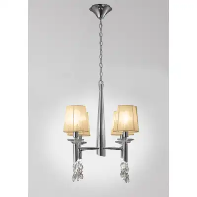 Tiffany Pendant 4+4 Light E14+G9, Polished Chrome With Soft Bronze Shades And Clear Crystal