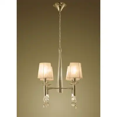 Tiffany Pendant 4+4 Light E14+G9, French Gold With Soft Bronze Shades And Clear Crystal