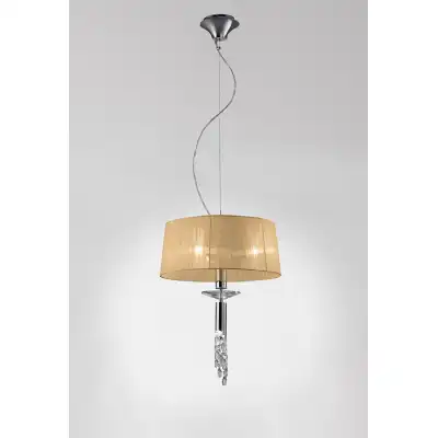 Tiffany Pendant 3+1 Light E27+G9, Polished Chrome With Soft Bronze Shade And Clear Crystal